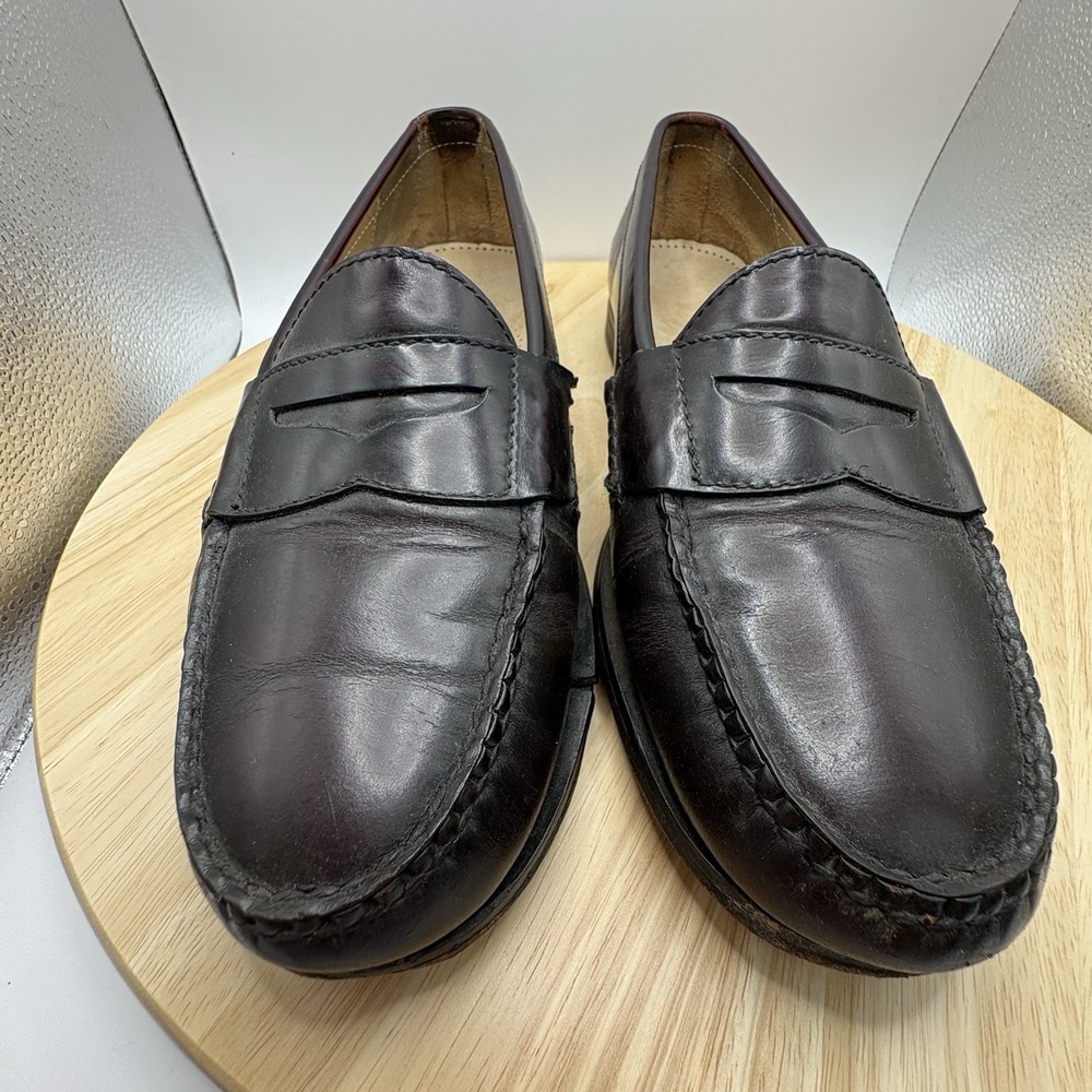 Cole Haan City Mens Vintage Leather Penny Loafers Burgundy Oxblood 10 06434